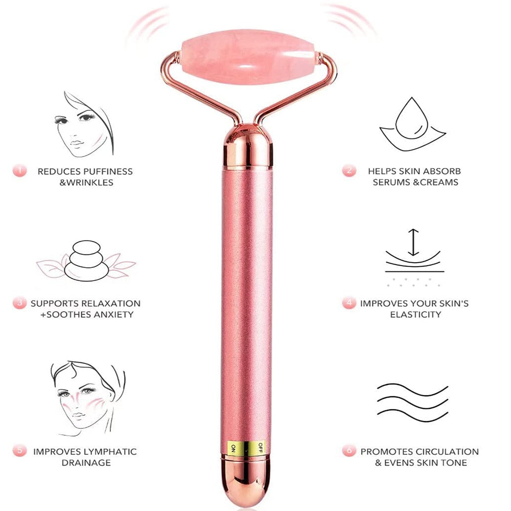 Massaggiatore Facciale Elettrico Vibrante 5-in-1 in Oro 24K - Rose Gold