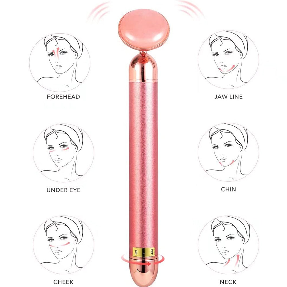 Massaggiatore Facciale Elettrico Vibrante 5-in-1 in Oro 24K - Rose Gold