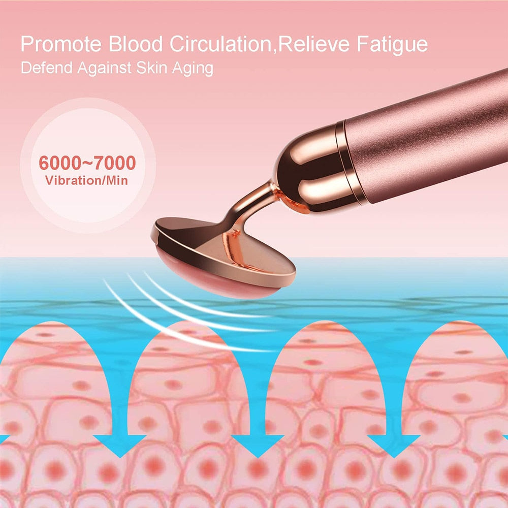 Massaggiatore Facciale Elettrico Vibrante 5-in-1 in Oro 24K - Rose Gold